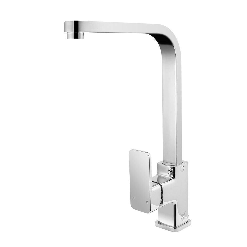 Solid Brass Standard Square Kitchen Mixer - Chrome Silver