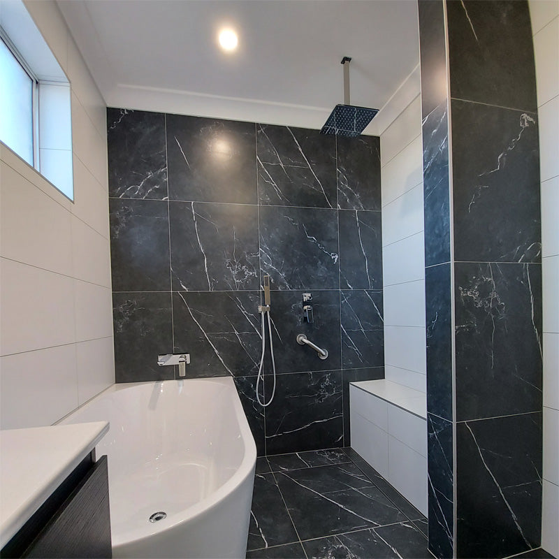 Stainless Steel 600mm Square Ceiling Shower Arm – Black