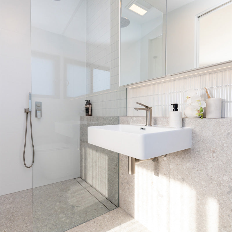 Solid Brass Fixed Square Handheld Shower Rail - Chrome Silver