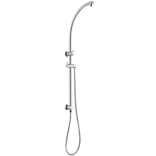 Stainless Steel & Solid Brass Shower Rail Round - Chrome Silver