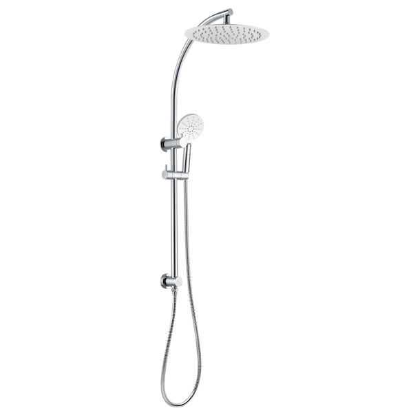 Stainless Steel & Solid Brass - 10" Curved Shower Station- Chrome SIlver