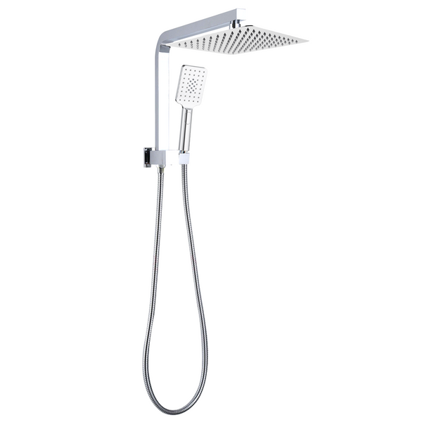 Stainless Steel & Solid Brass - 10" Square Twin Rail Shower - Chrome Silver
