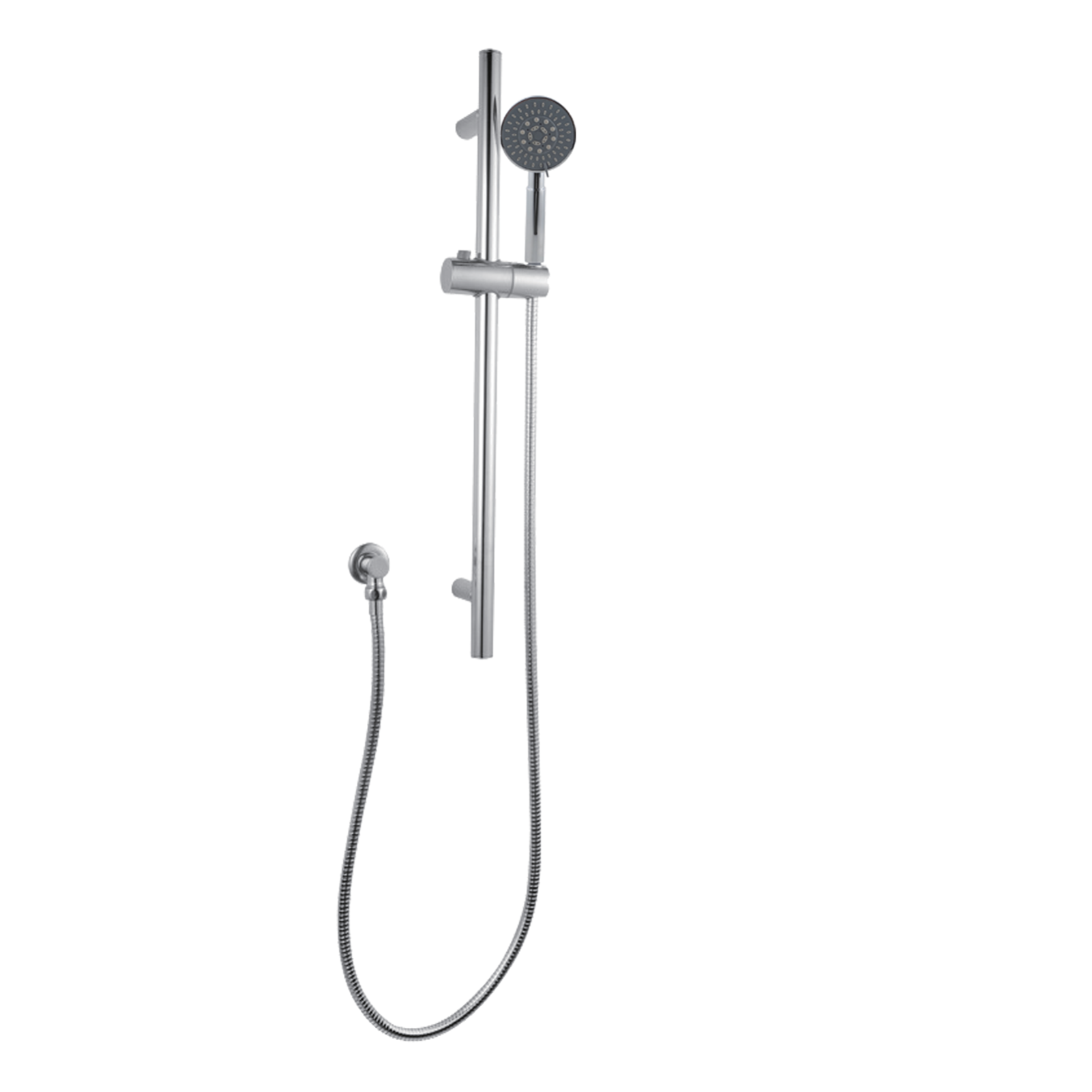 Stainless Steel & Solid Brass Shower Rail with Handheld Shower - Chrome Silver