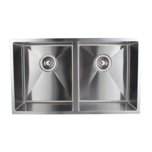 Stainless Steel 770x440x230mm Double Bowl Kitchen Sink - Chrome Silver