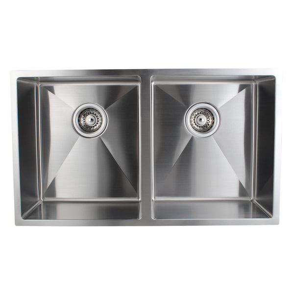 Stainless Steel 770x450x215mm Double Bowl Kitchen Sink - Chrome Silver
