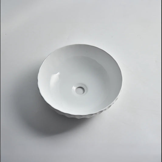 CLAYA Rubby-40 Ceramic Above Counter Basin – Gloss White