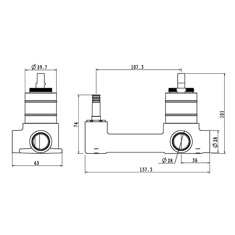 Solid Brass Wall Mixer with Spout – In-Wall Part