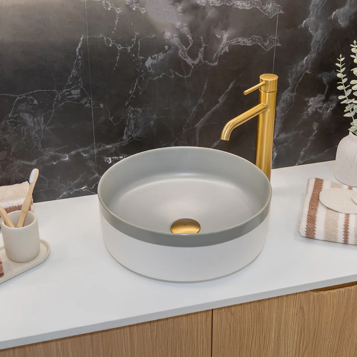 CLAYA Colour Plus-37 Ceramic Above Counter Basin – Matte Dark Grey