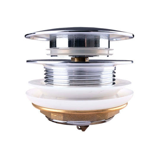 Solid Brass Mushroom Bathtub Pop Up Waste without Overflow - Chrome Silver