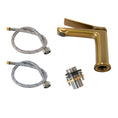 Load image into Gallery viewer, Solid Brass Short Basin Mixer - Brushed Brass Gold - RUSHY
