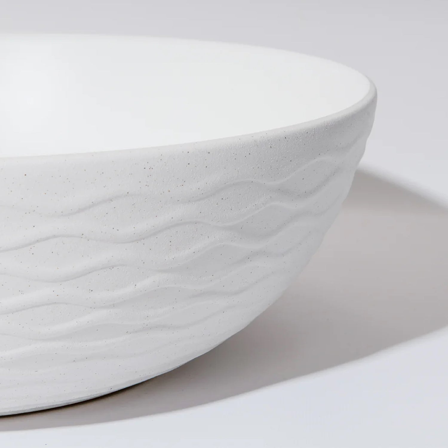 CLAYA Polar-Wavy-40 Round Ceramic Above Counter Basin - Textured Matte White