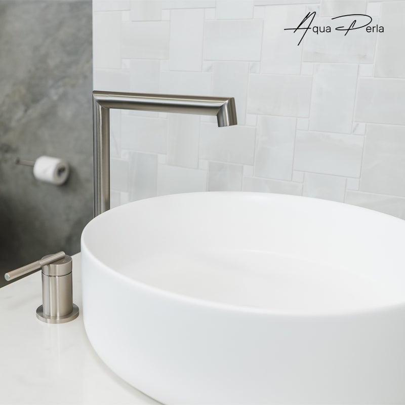CADDENCE Split Type Basin Mixer - Solid Brass - Brushed Nickel Silver
