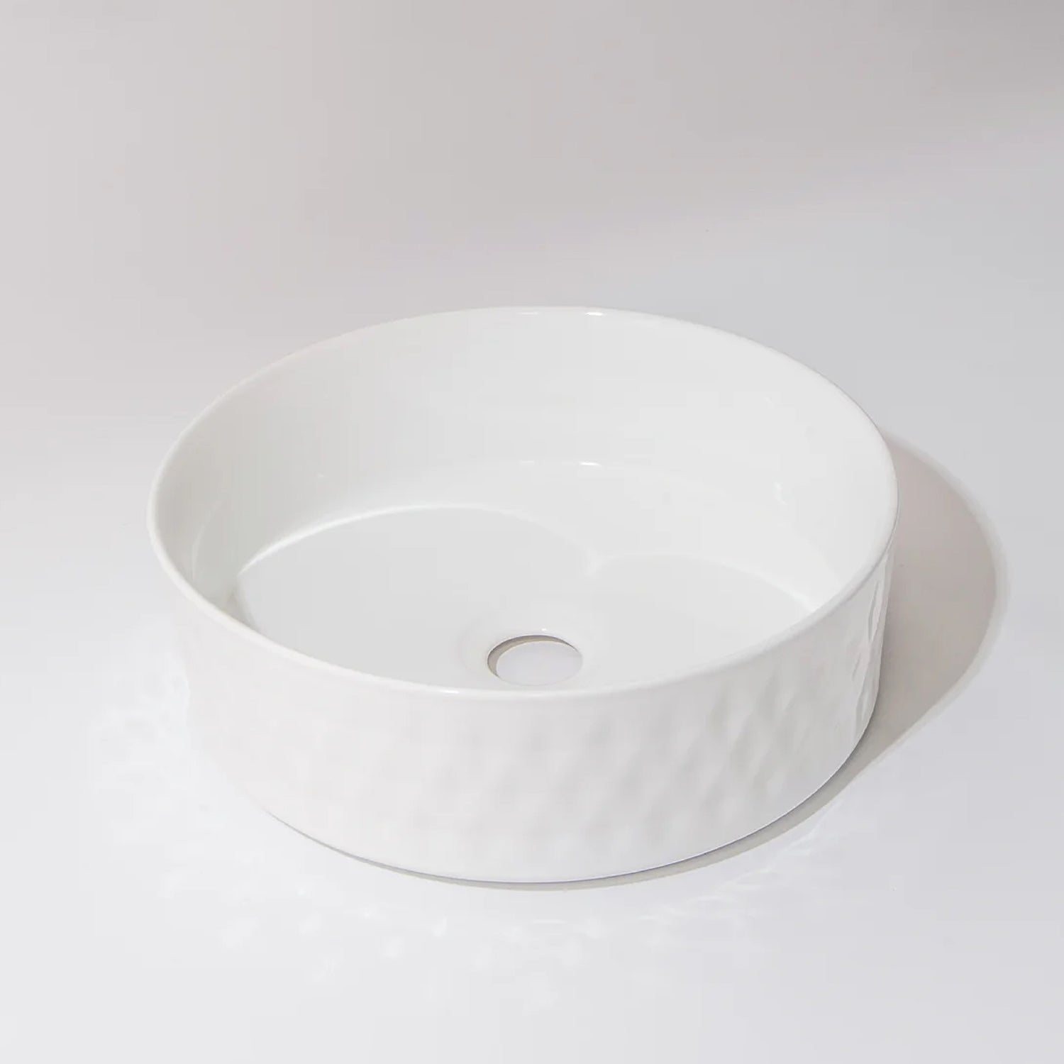 CLAYA Diamond-36 Round Ceramic Above Counter Basin - Gloss White