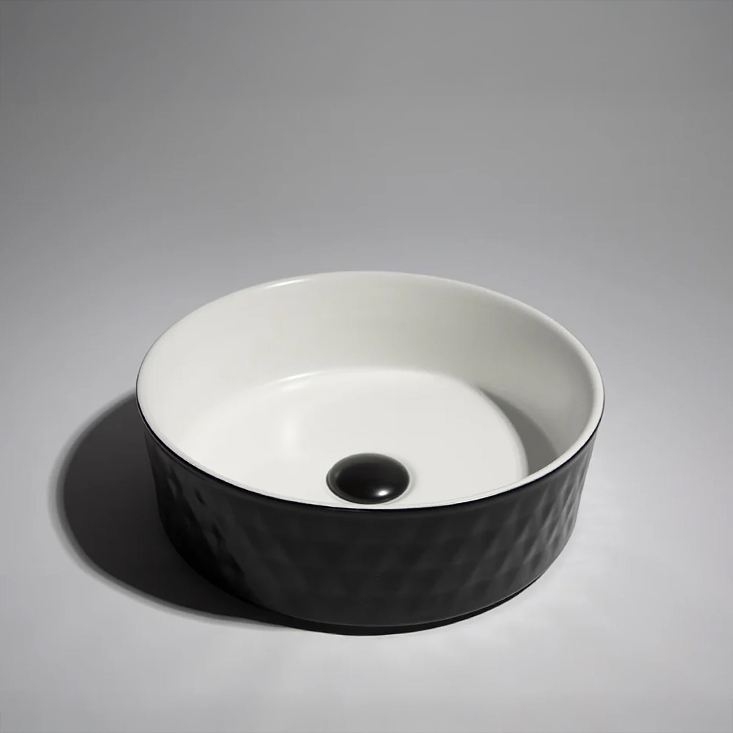 CLAYA Diamond-36 Round Ceramic Above Counter Basin - Matte Black