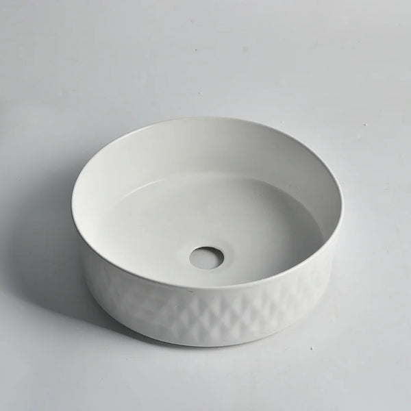 CLAYA Diamond-36 Round Ceramic Above Counter Basin - Matte White