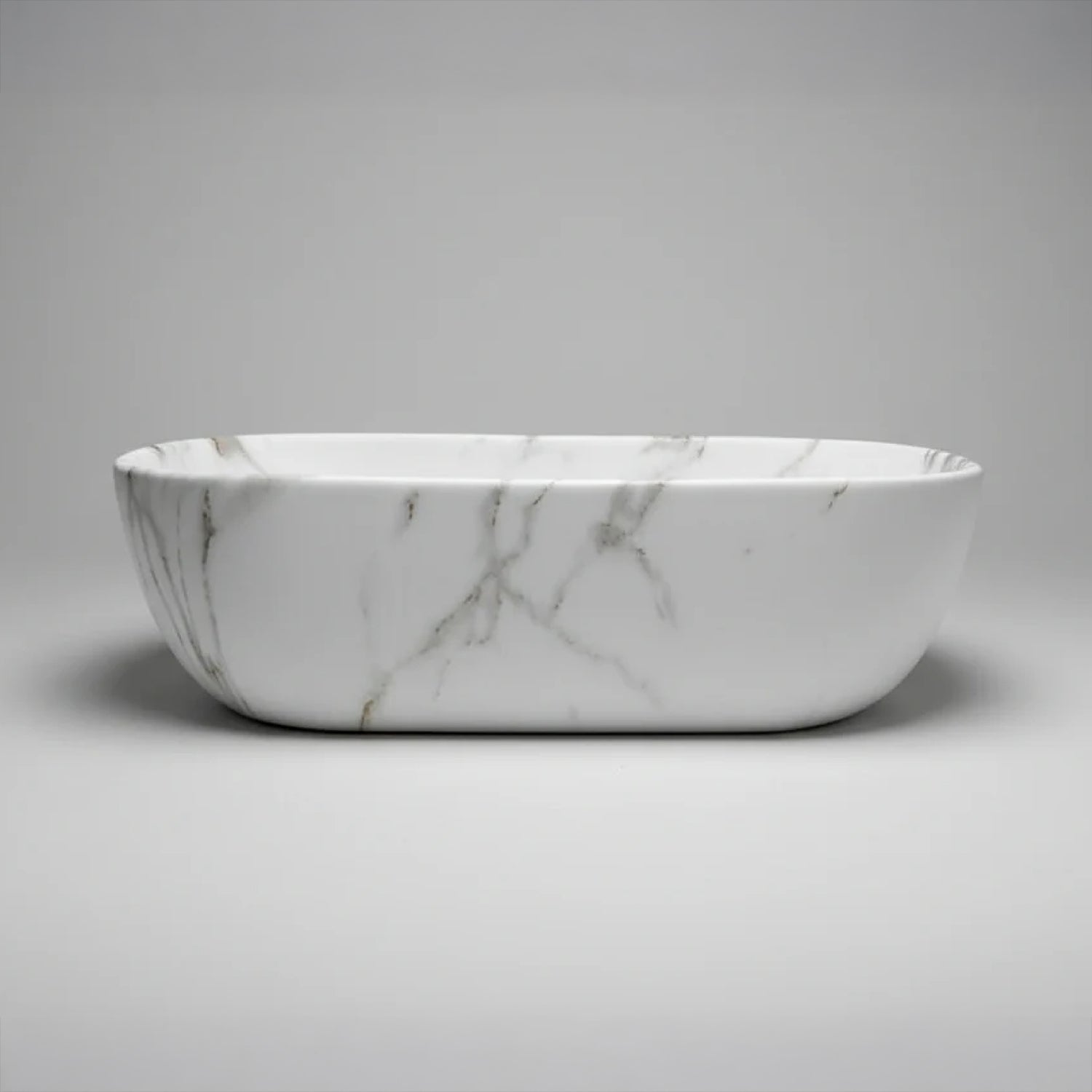 CLAYA Fusion-46 Ceramic Above Counter Basin – Matte White Carrara Marble