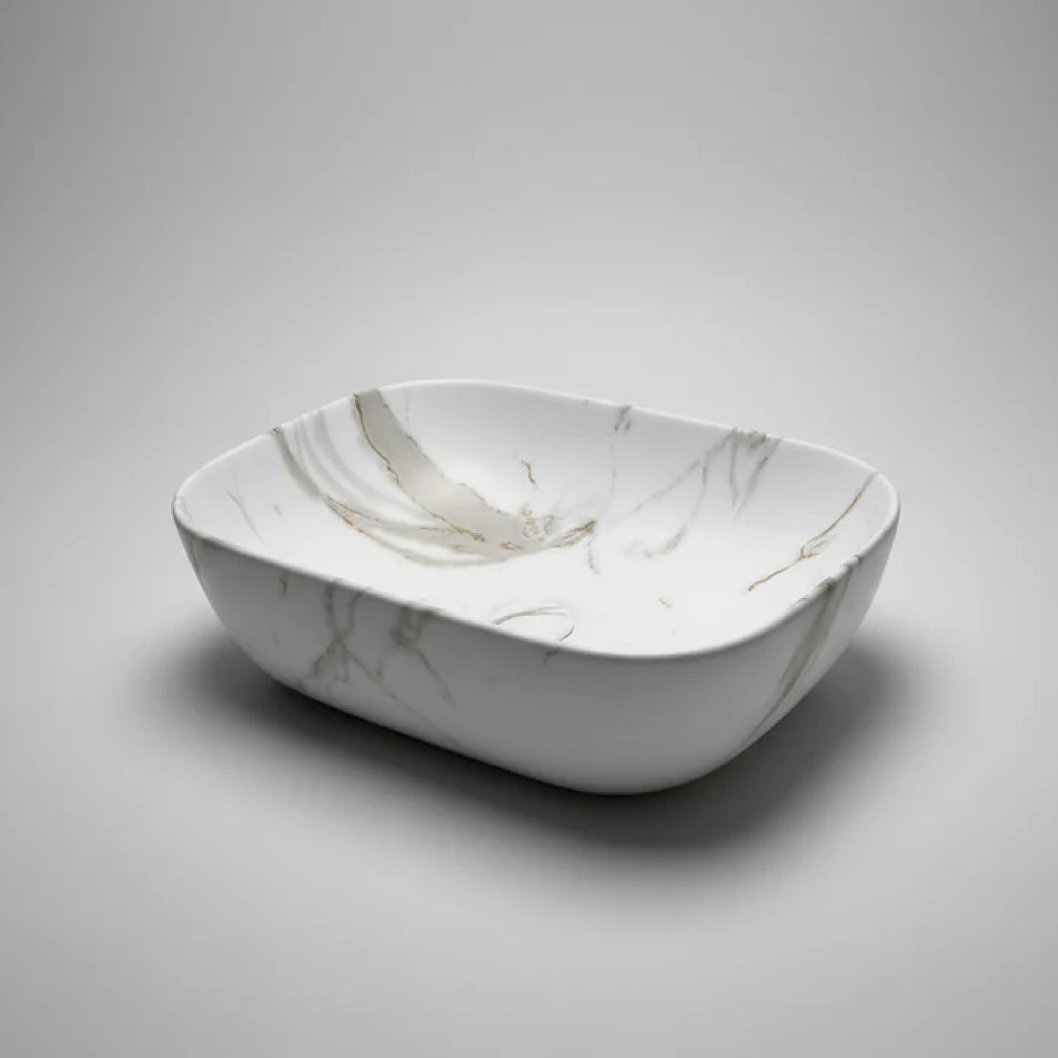 CLAYA Fusion-46 Ceramic Above Counter Basin – Matte White Carrara Marble