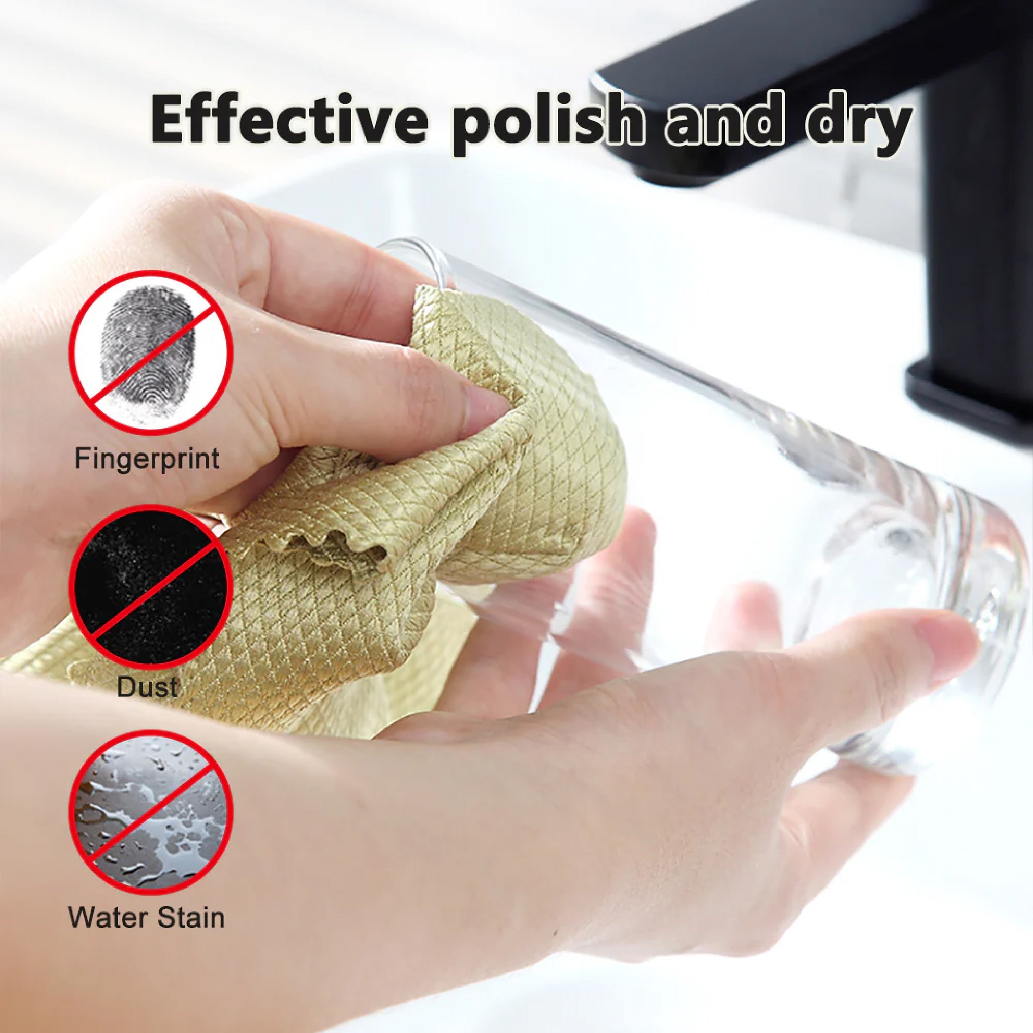 BOOMJOY 5PCS Microfibre Glass Cleaning Cloths - Super Absorbent & Streak-Free