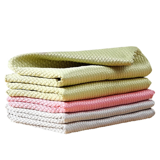 BOOMJOY 5PCS Microfibre Glass Cleaning Cloths - Super Absorbent & Streak-Free