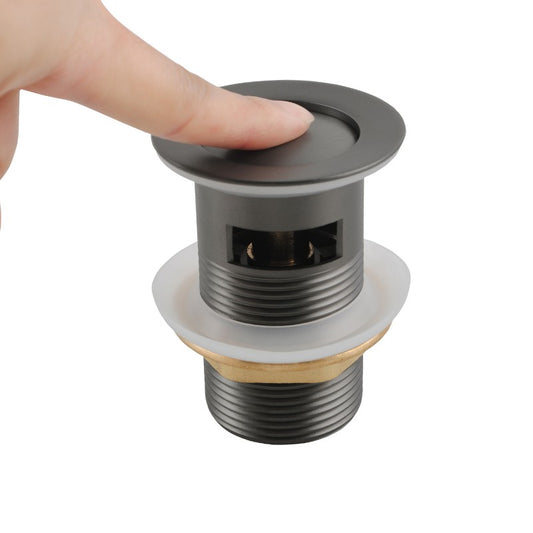 Solid Brass Basin Pop Up Waste with Overflow 32/40mm - Gunmetal Grey