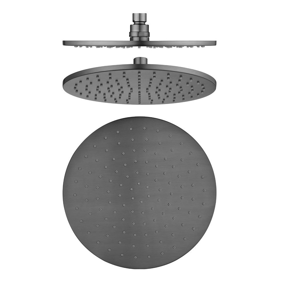 Solid Brass 250mm Shower Head Round - Gunmetal Grey