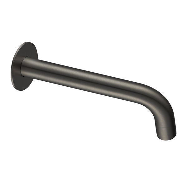 Solid Brass Wall Spout with Flat Back Plate - Gunmetal | LUCID PIN