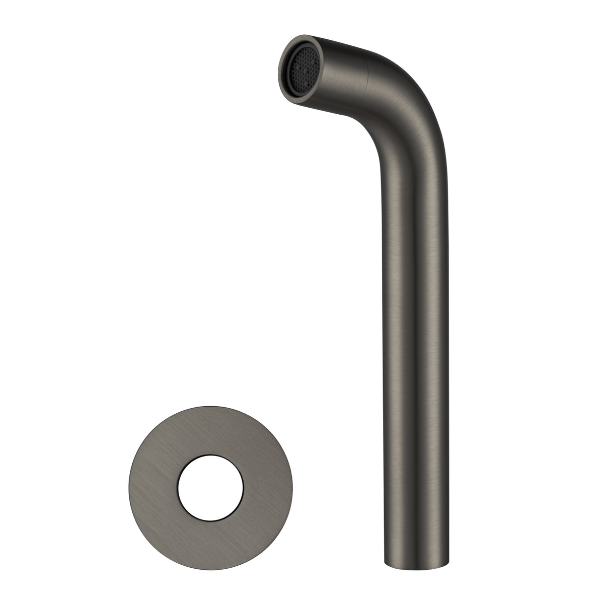 Solid Brass Wall Spout with Flat Back Plate - Gunmetal | LUCID PIN