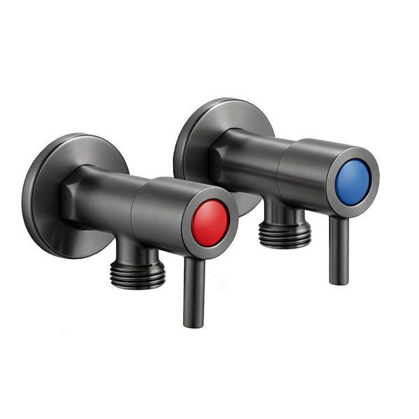 Solid Brass Water Stop Tap One Pair – Round 1/4 Turn – Gunmetal