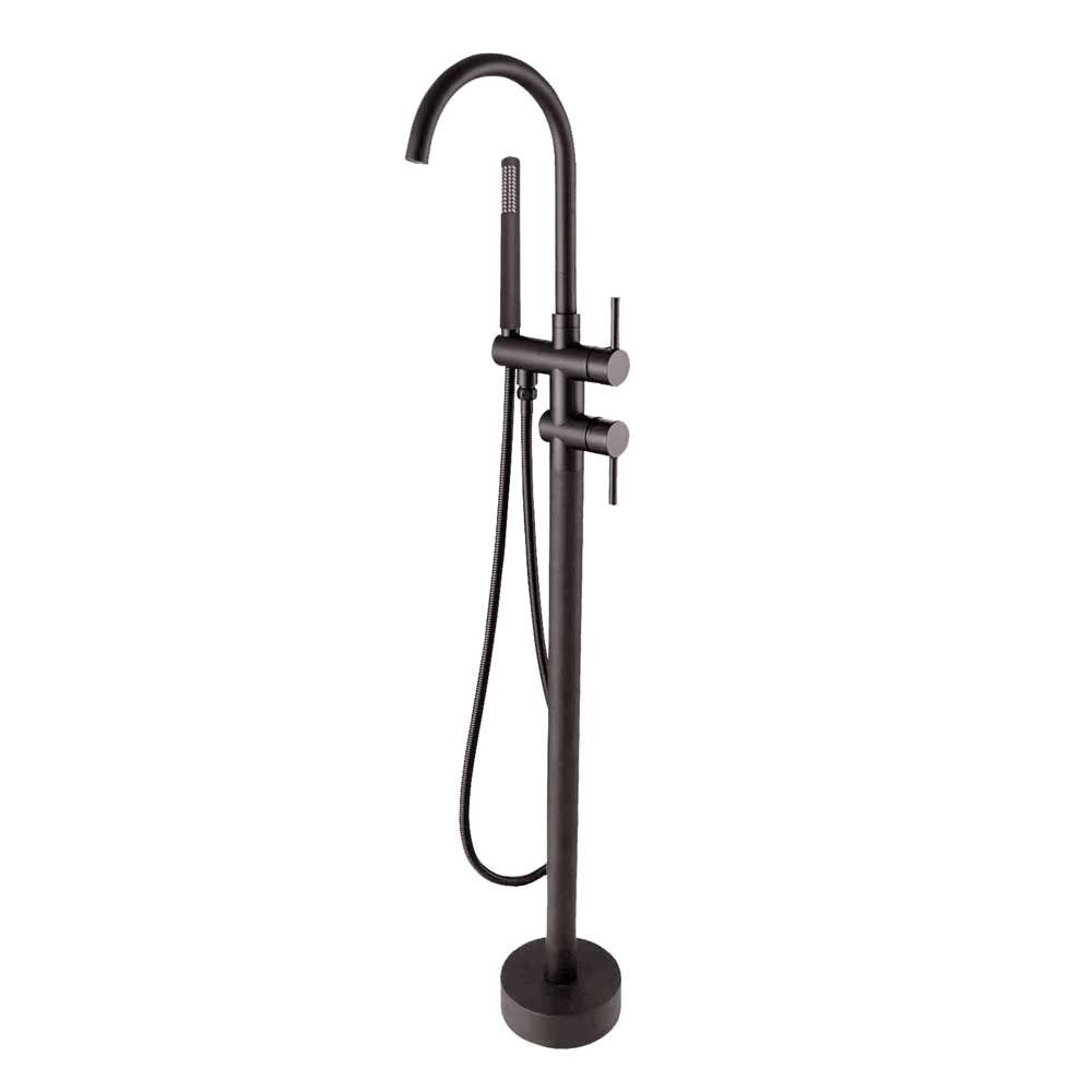 Solid Brass Freestanding Handheld Shower Head & Swivel Spout Tap - Gunmetal Grey