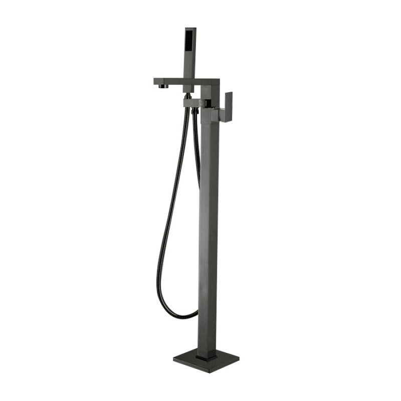 Solid Brass Freestanding Handheld Shower Head & Swivel Spout Tap II - Gunmetal Grey