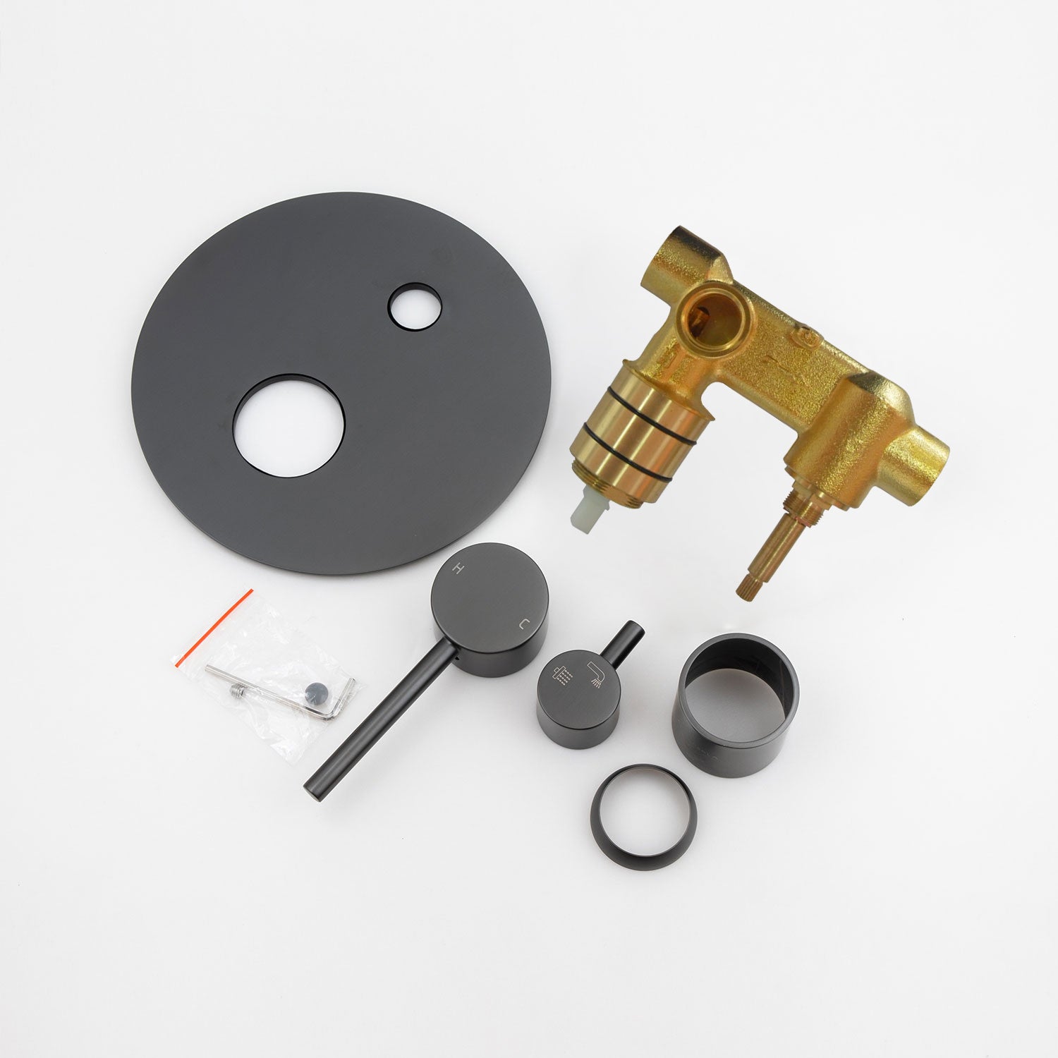 Solid Brass Diverter Mixer - Gunmetal Grey - LUCID PIN