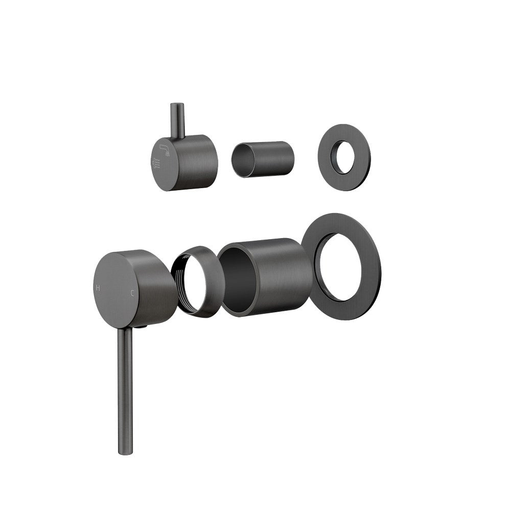 LUCID PIN Wall Diverter Mixer with Separate Cover Plate - Gunmetal