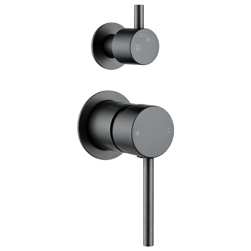 LUCID PIN Wall Diverter Mixer with Separate Cover Plate - Gunmetal