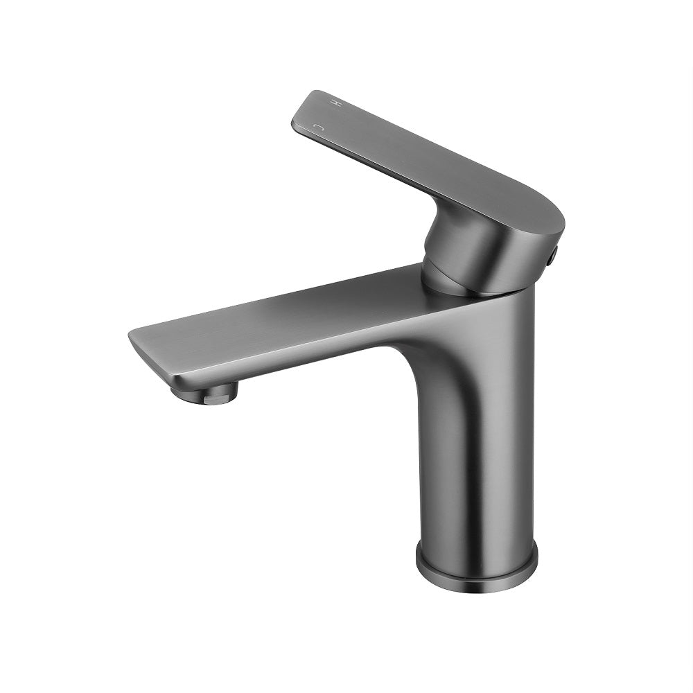Solid Brass Short Basin Mixer - Gunmetal Dark Grey - VOG