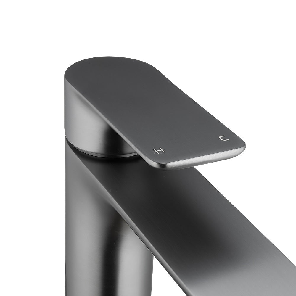 Solid Brass Tall Basin Mixer - Gunmetal Dark Grey - VOG
