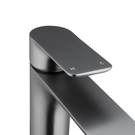 Solid Brass Tall Basin Mixer - Gunmetal Dark Grey - VOG