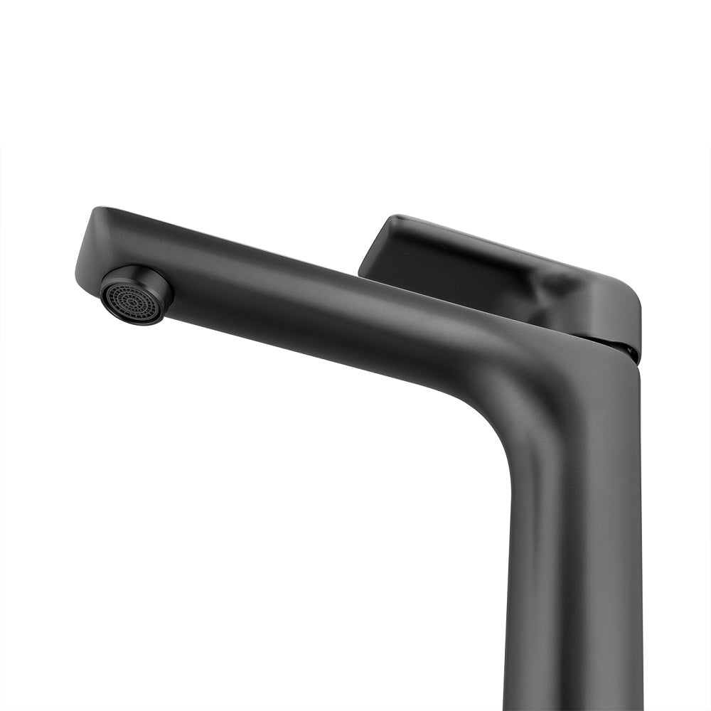 Solid Brass Tall Basin Mixer - Gunmetal Dark Grey - VOG