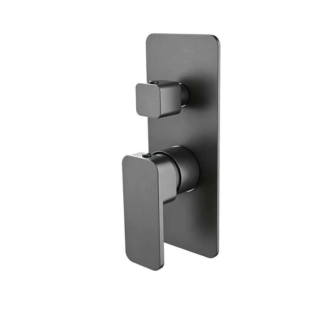 Solid Brass Wall Mixer Tap with Diverter Trim Kit (Match CLPD) - Gunmetal | IVANO