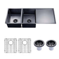 Load image into Gallery viewer, Stainless Steel Handmade Double Bowl Kitchen Sink with Drain Board 1160*460*230mm- Gunmetal
