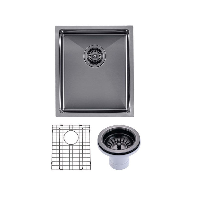 Stainless Steel Single Bowl Kitchen Sink 390x450x215mm - Gunmetal