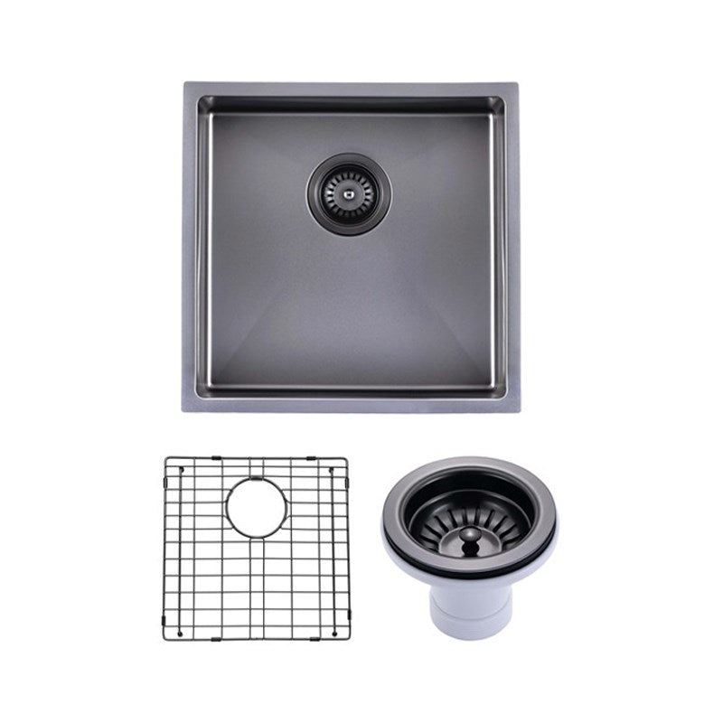 Stainless Steel Single Bowl Kitchen Sink 440 × 440 × 205mm - Gunmetal