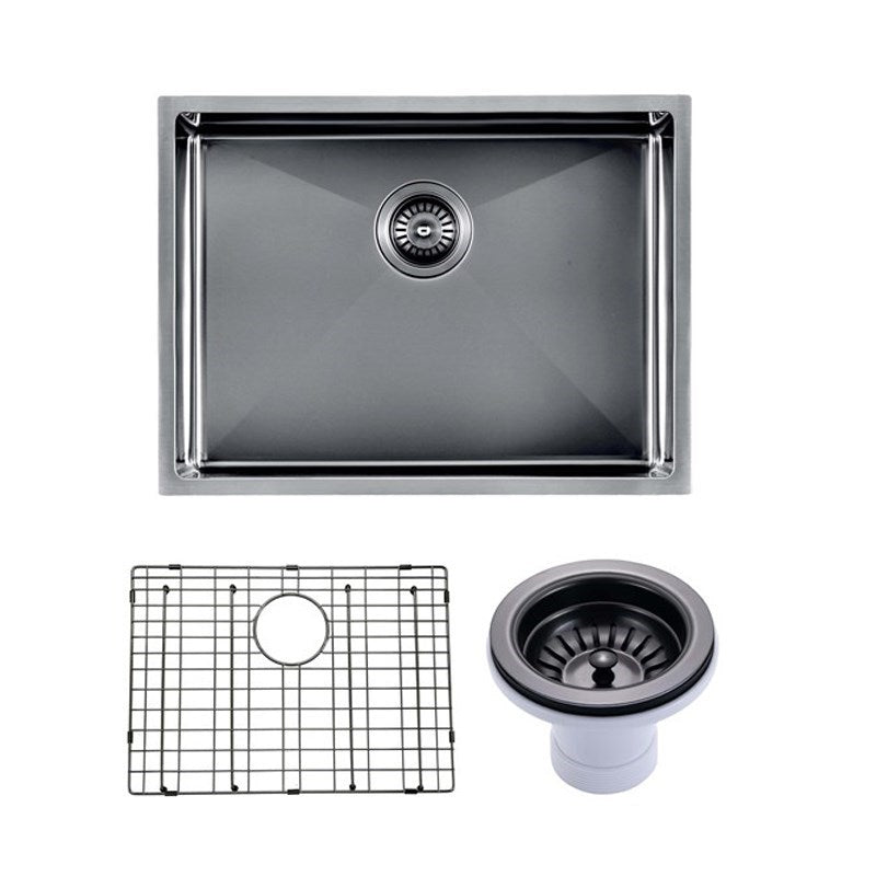 Stainless Steel Single Bowl Kitchen Sink 600 × 450mm - Gunmetal