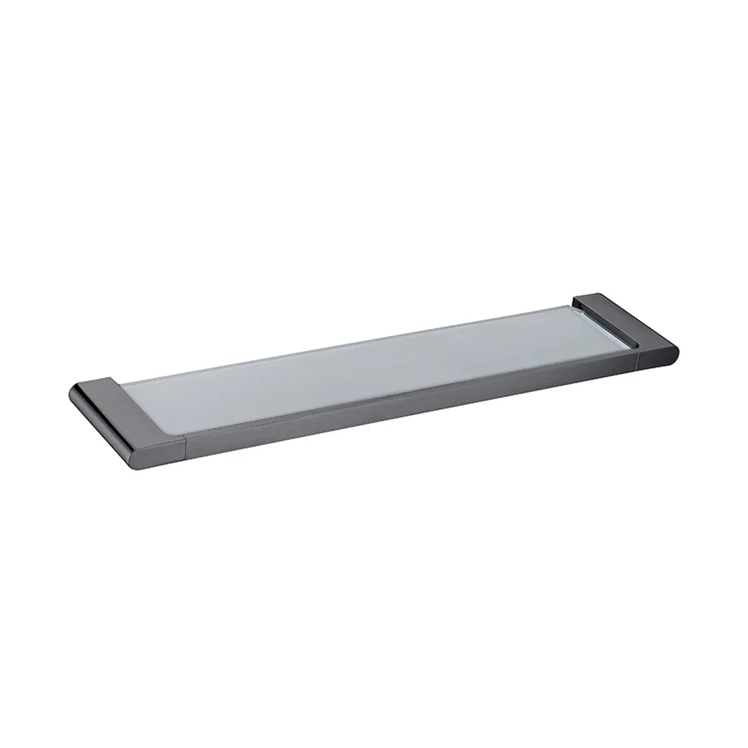 Zinc-alloy and Glass Shelf - Gunmetal Grey - VOG