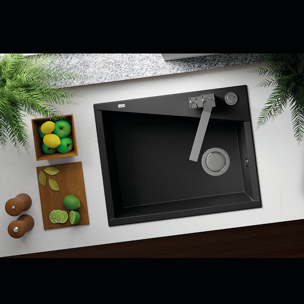 Laveo Grenada Granite Stone Single Bowl Kitchen Sink 600x480mm - Grey
