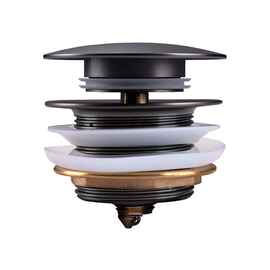 Solid Brass Mushroom Bathtub Pop Up Waste without Overflow - Gunmetal Grey