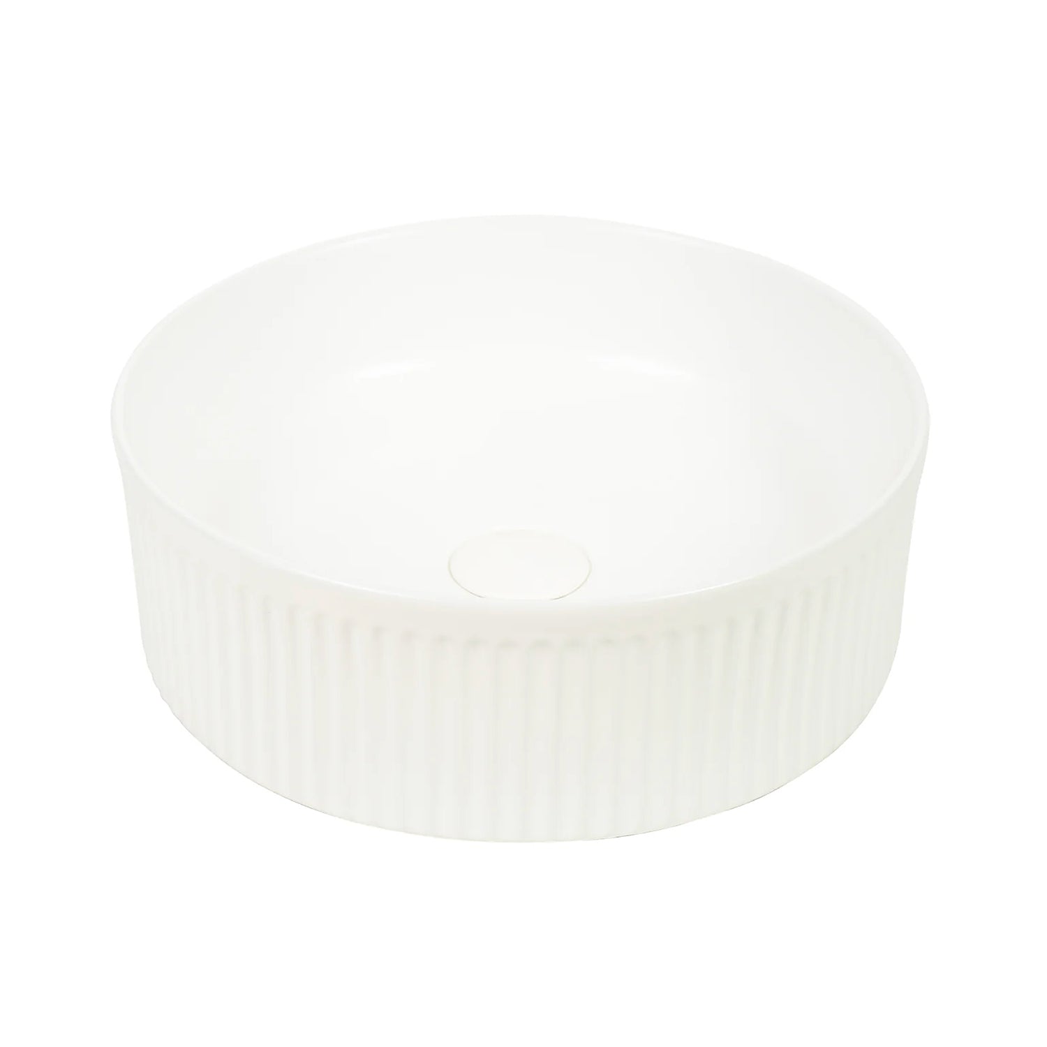 White ceramic ramekin on a white background