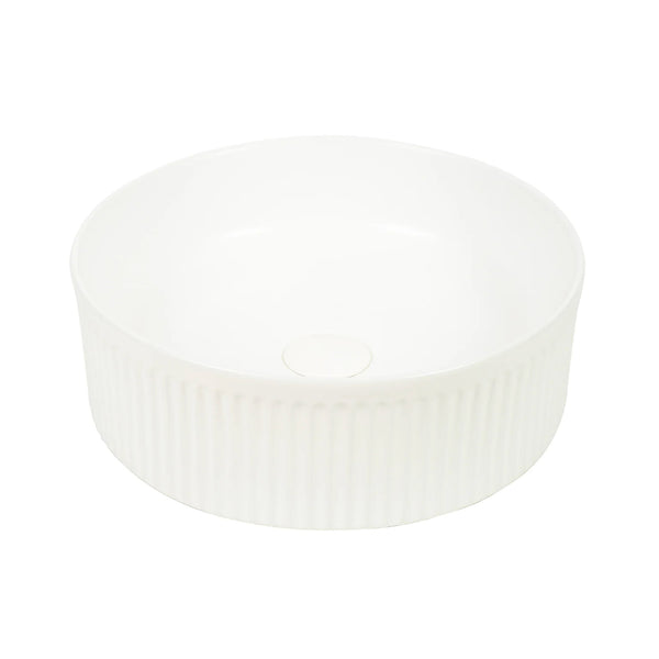 White ceramic ramekin on a white background