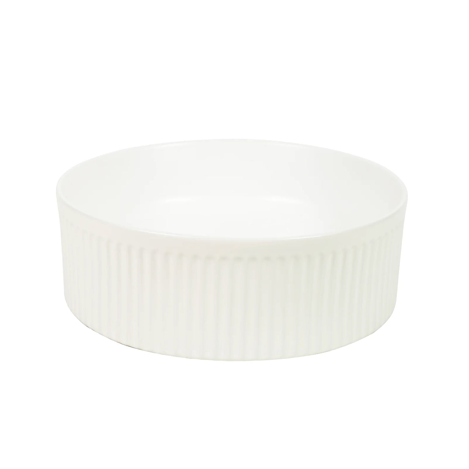 CLAYA Lucid-37 Fluted Ceramic Above Counter Basin – Matte White