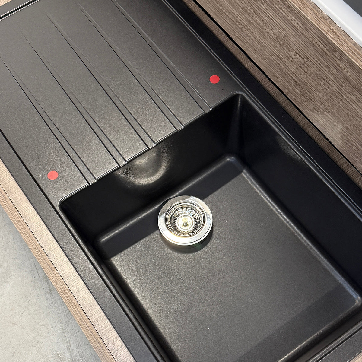 Granite Arete Stone Single Bowl Kitchen Sink with Drainboard 1000x500mm - Black