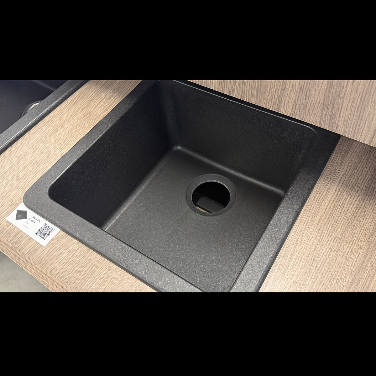 Granite Arete Stone Single Bowl Kitchen Sink 422x422mm - Black